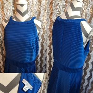 London Times high waist dress with ribbing detail